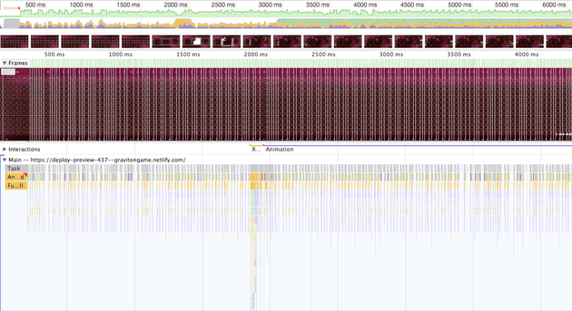 proxx main thread version performance profile screenshot